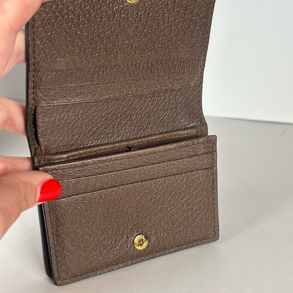 Authentic Gucci Brown GG Ophidia Compact Wallet Green and Red Web - Picture 10 of 12